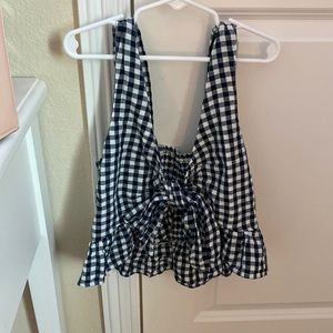 American eagle black and white checkered top with knot